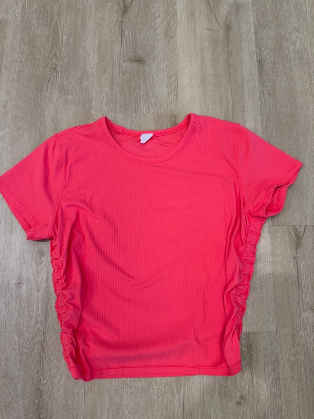 lululemon athletica Coral Pink Short Sleeve Ruched Side Tee